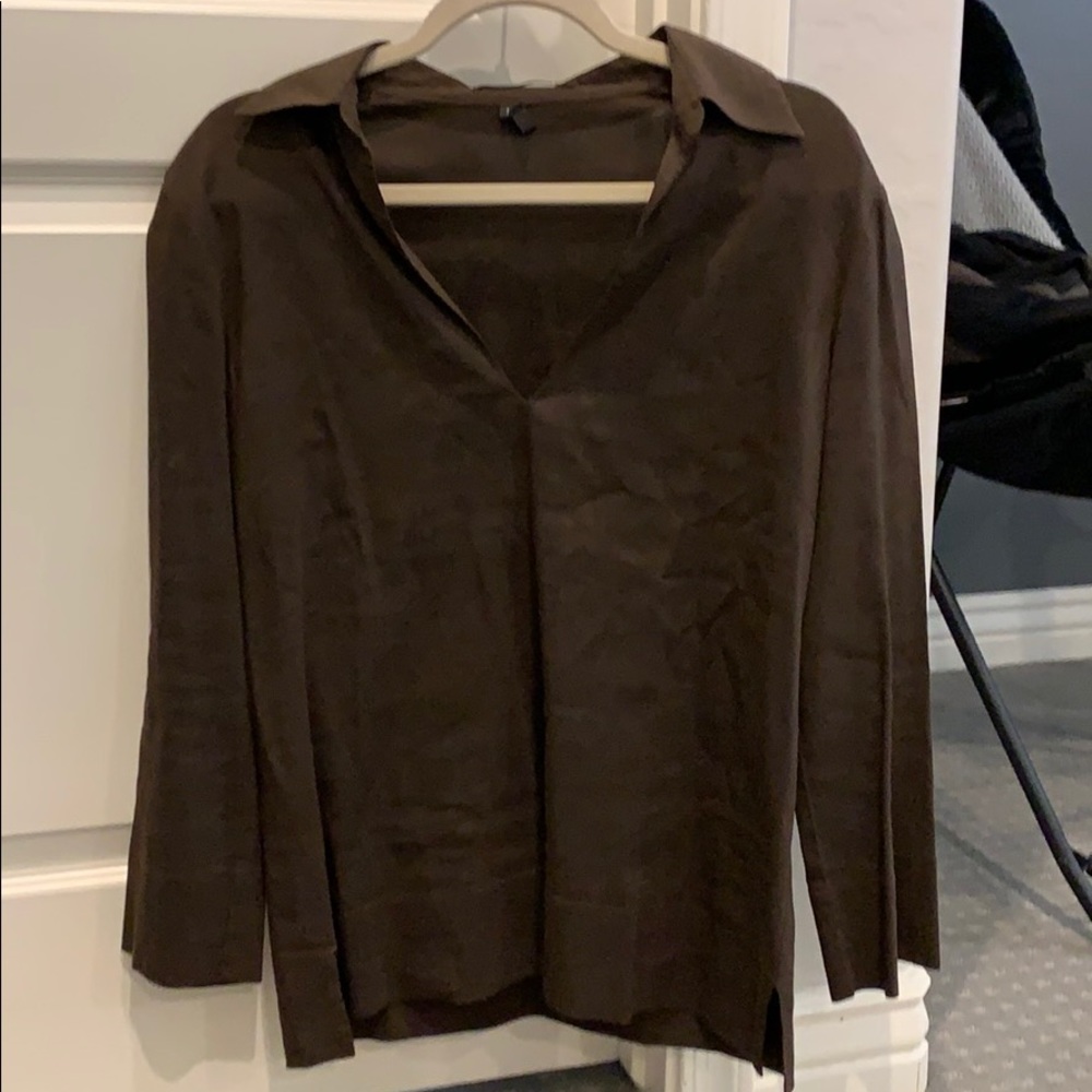 Theory brown linen top